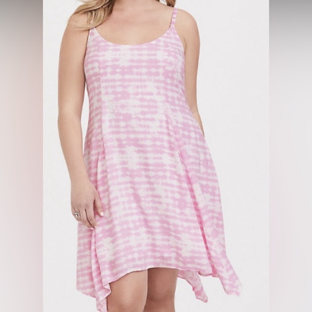 Torrid Pink Tie Dye Challis Handkerchief Sundress SIZE 0 Summer